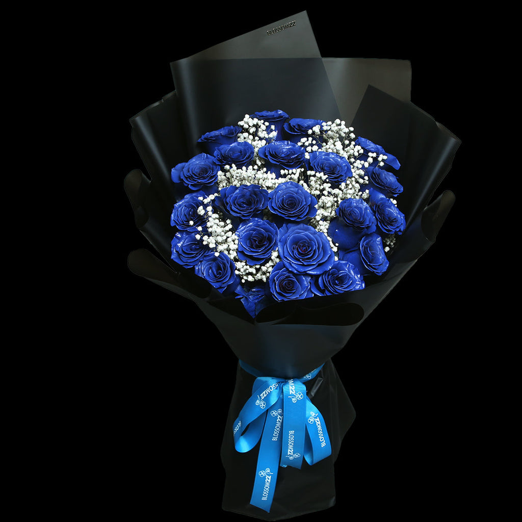19枝 貴族藍玫瑰花束｜19 Navy Blue Dyeing Rose bouquet （情人節花束)