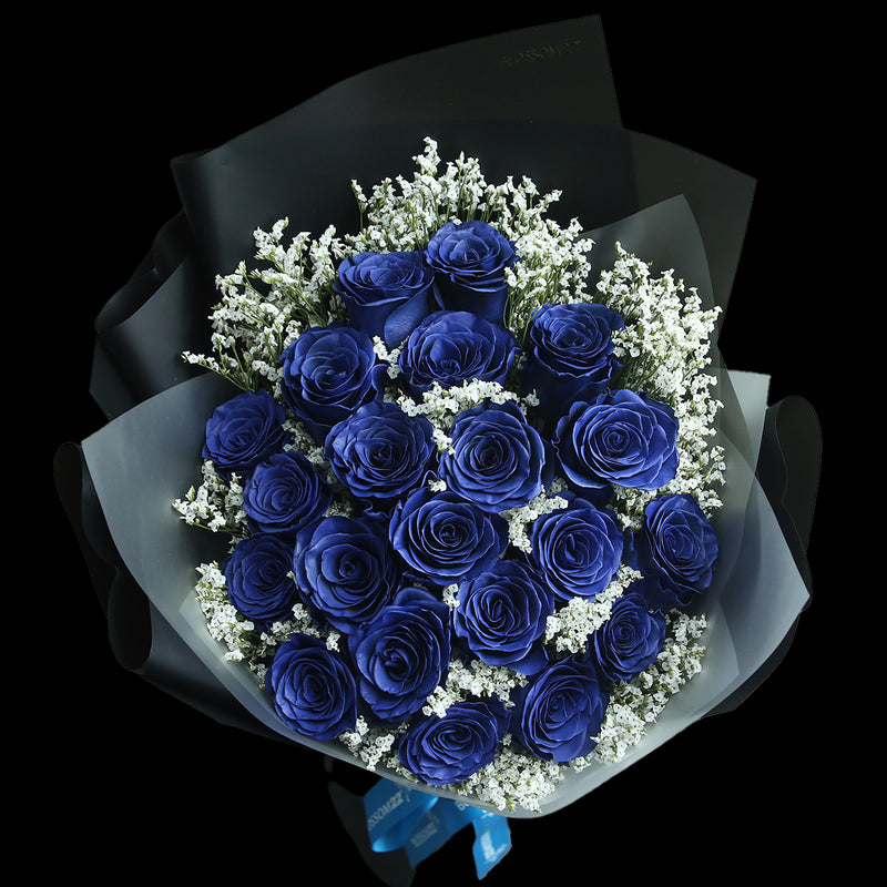 19枝 貴族藍玫瑰花束｜19 Navy Blue Dyeing Rose bouquet