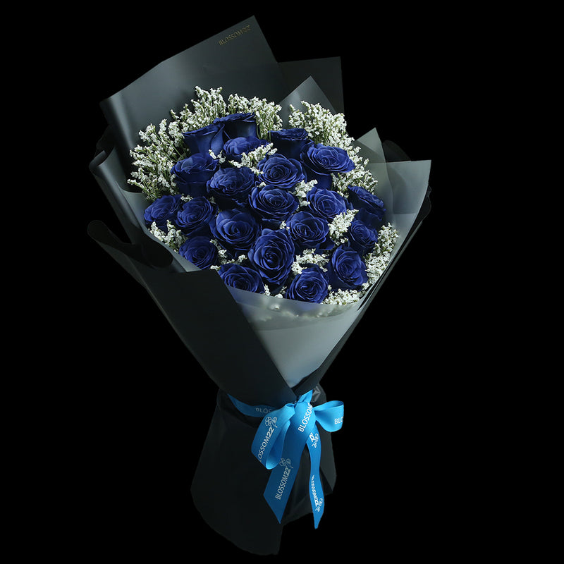 19枝 貴族藍玫瑰花束｜19 Navy Blue Dyeing Rose bouquet