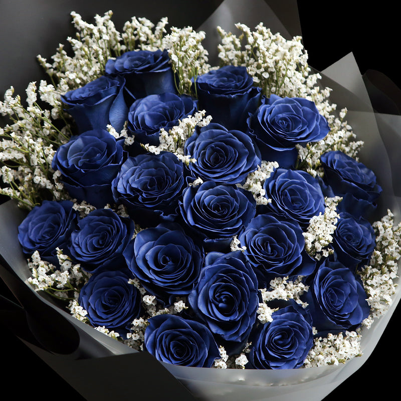 19枝 貴族藍玫瑰花束｜19 Navy Blue Dyeing Rose bouquet