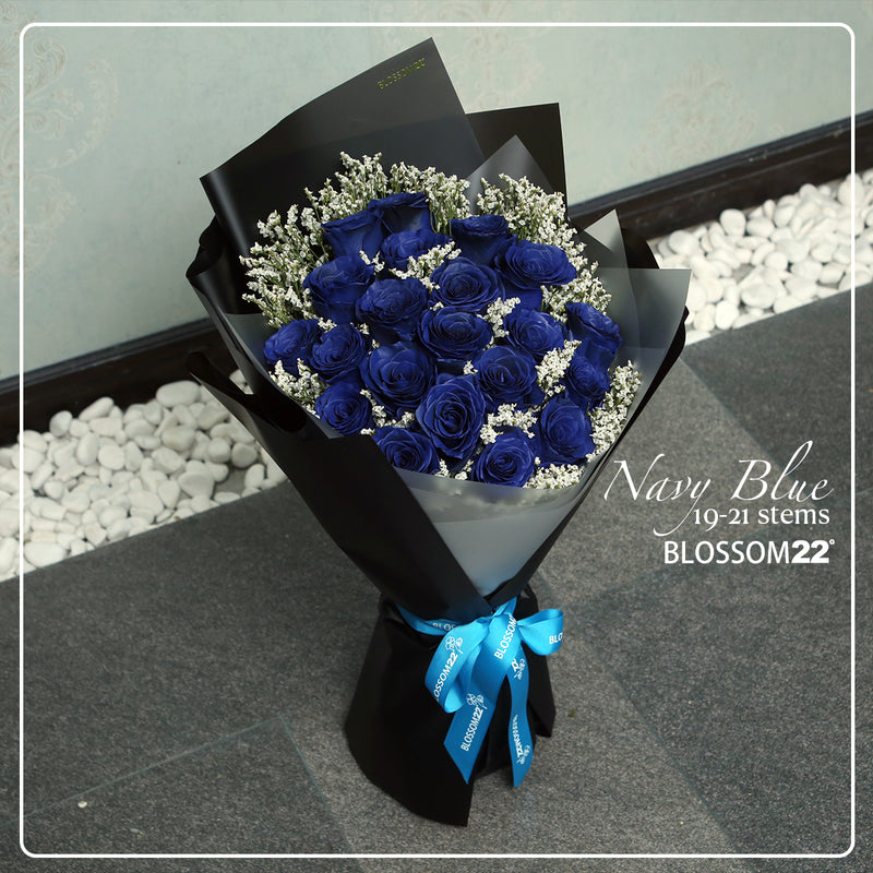 19枝 貴族藍玫瑰花束｜19 Navy Blue Dyeing Rose bouquet