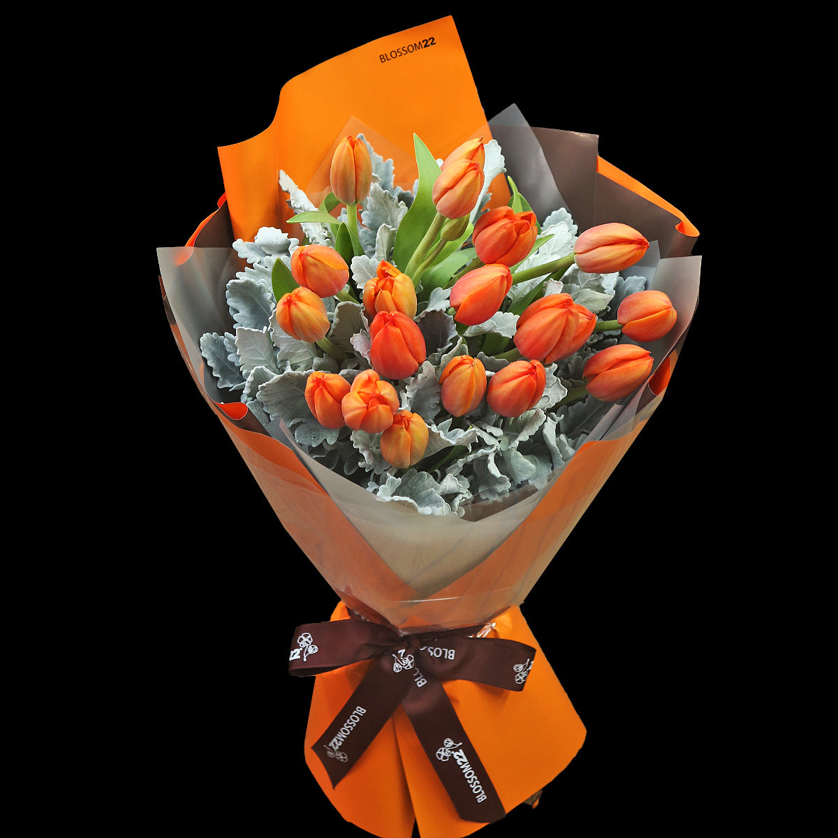 19枝 橙色鬱金香花束 ｜19 Orange Tulips Bouquet（情人節花束）