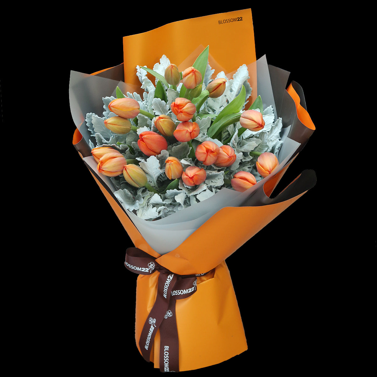 19枝 橙色鬱金香花束 ｜19 Orange Tulips Bouquet (Orange Road）