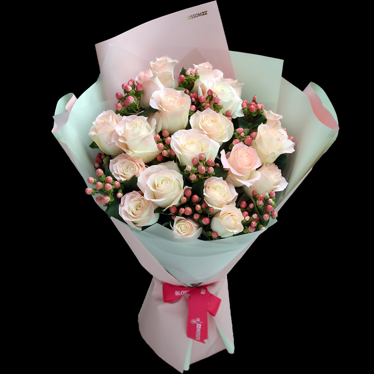 19枝 水粉玫瑰花束｜19 Pale Pink Dyeing Rose Bouquet (胭脂 RoseSakura)