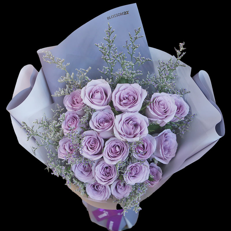 19枝 淺紫玫瑰花束｜19 Light Purple Ocean Song Roses Bouquet