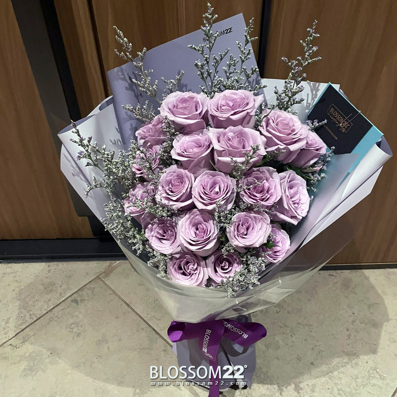 19枝 淺紫玫瑰花束｜19 Light Purple Ocean Song Roses Bouquet