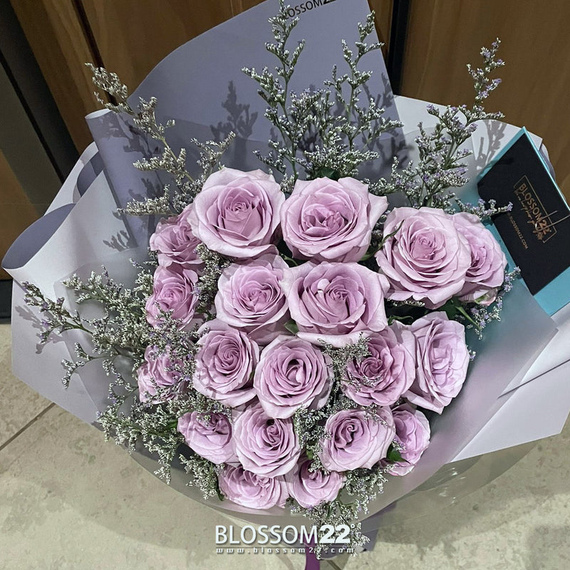 19枝 淺紫玫瑰花束｜19 Light Purple Ocean Song Roses Bouquet