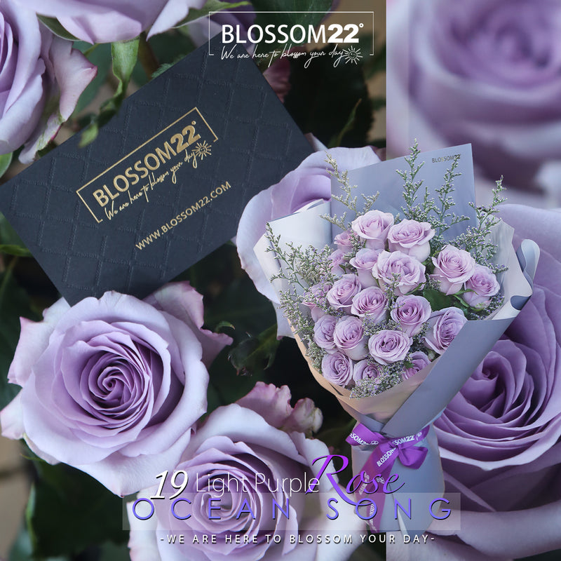 19枝 淺紫玫瑰花束｜19 Light Purple Ocean Song Roses Bouquet