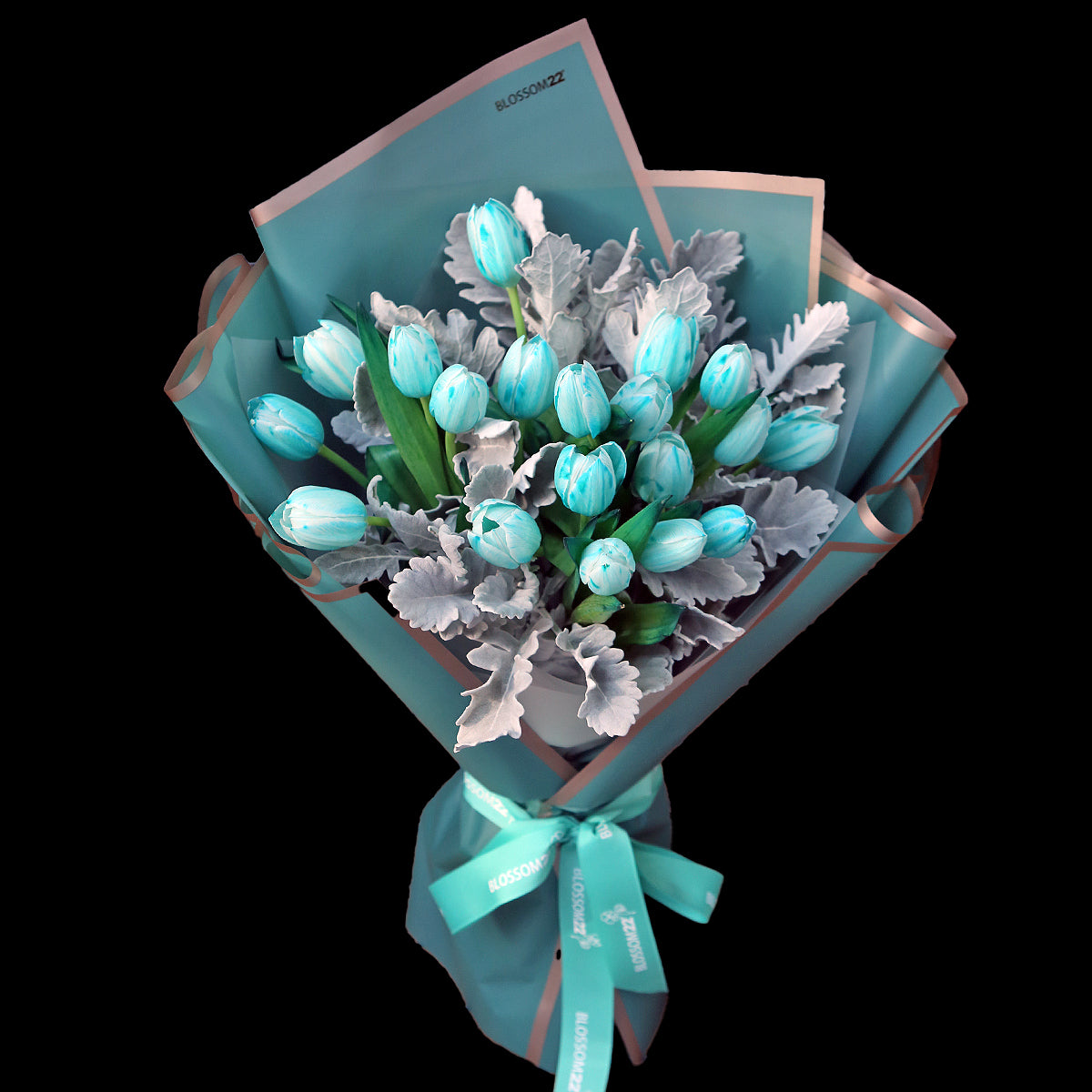 19枝 蒂芬妮鬱金香花束 ｜19Tiffany Blue dyed Tulips Bouquet