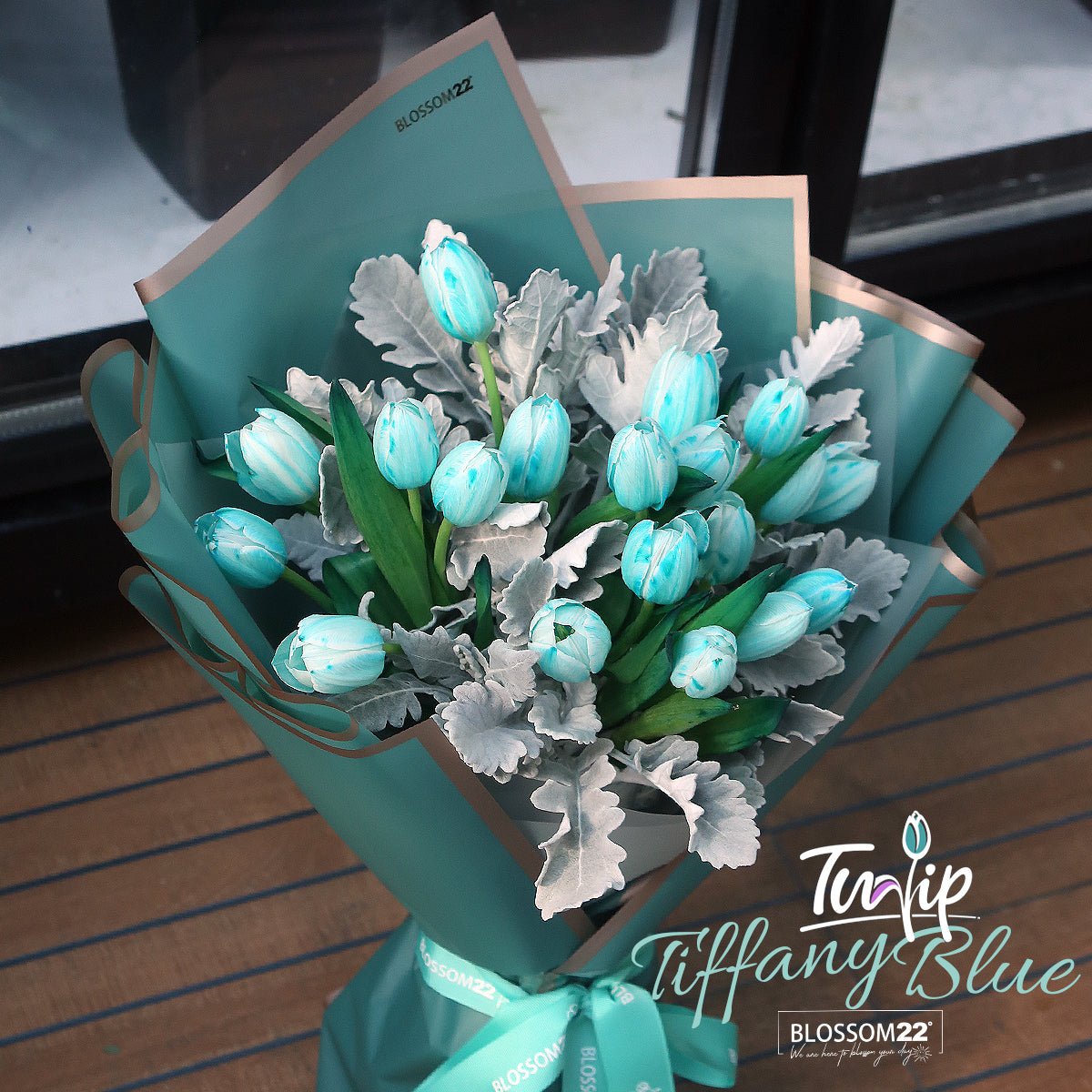 19枝 蒂芬妮鬱金香花束 ｜19Tiffany Blue dyed Tulips Bouquet