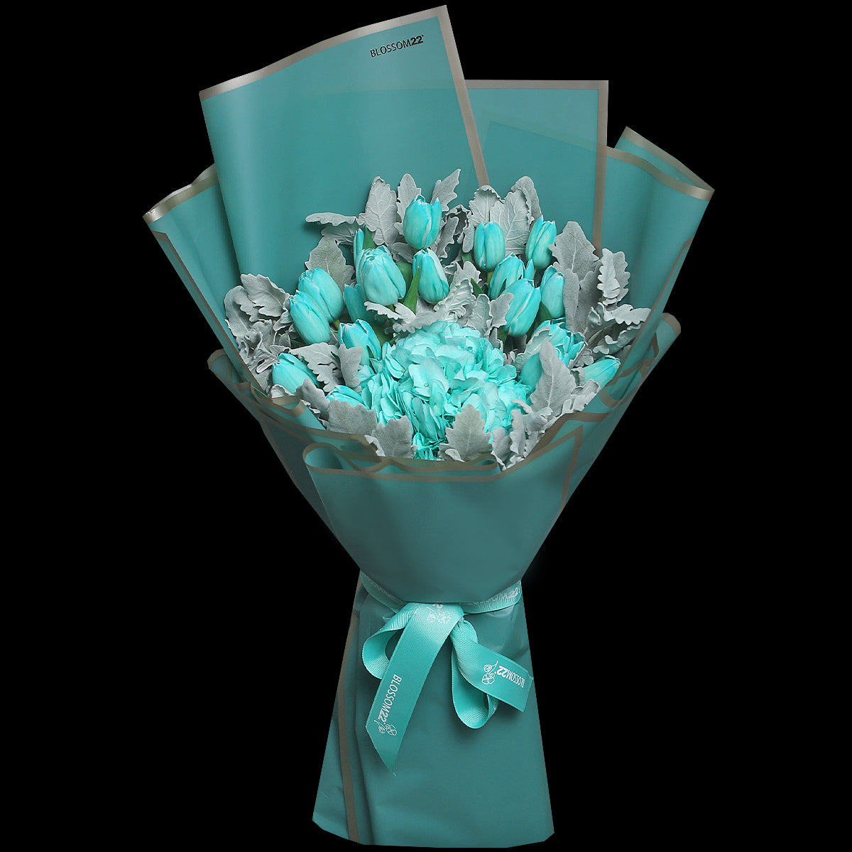 19枝 蒂芬妮鬱金香繡球花束 ｜19 Tiffany Blue Tulips Hydrangea Bouquet