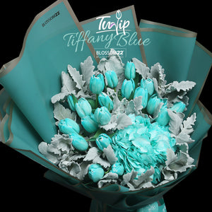 19枝 蒂芬妮鬱金香繡球花束 ｜19 Tiffany Blue Tulips Hydrangea Bouquet