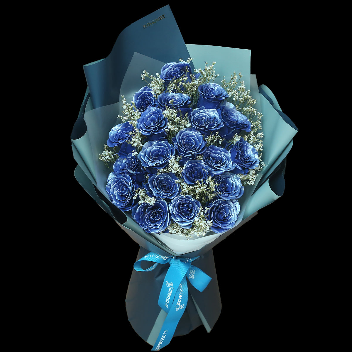 19枝 電藍玫瑰花束｜19 Thunder Blue Dyeing Rose bouquet(Blue Thunder)