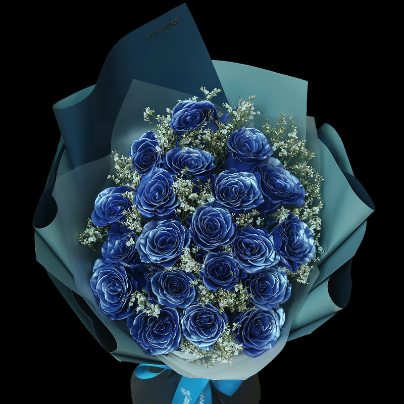 19枝 電藍玫瑰花束｜19 Thunder Blue Dyeing Rose bouquet(Blue Thunder)