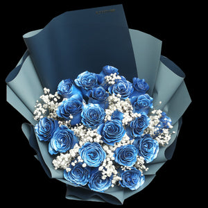 19枝 電藍玫瑰花束｜19 Thunder Blue Dyeing Rose bouquet(Blue Thunder) fresh bouquet 鮮花束 BLOSSOM22