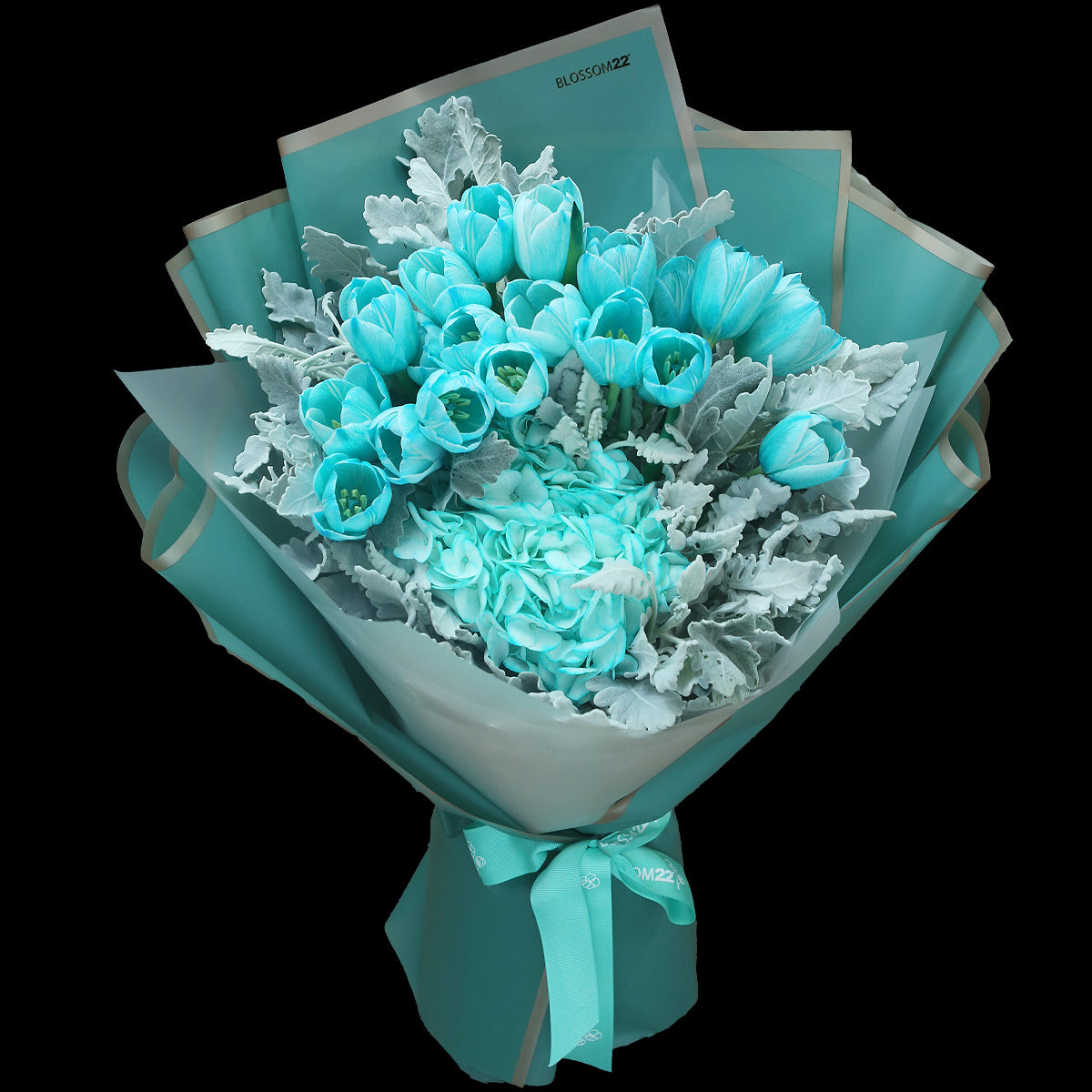 19枝 蒂芬妮鬱金香繡球花束 ｜19 Tiffany Blue Tulips Hydrangea Bouquet