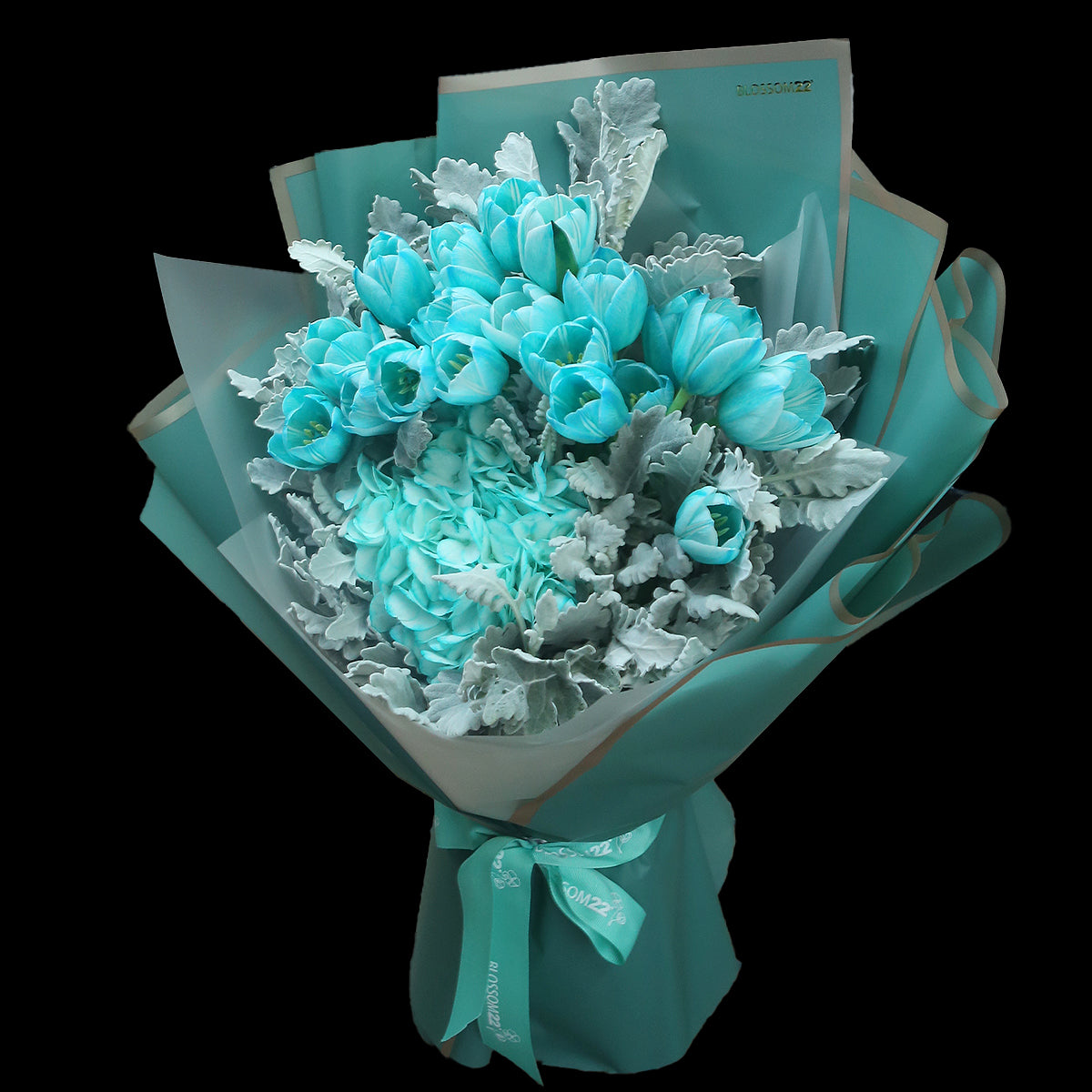 19枝 蒂芬妮鬱金香繡球花束 ｜19 Tiffany Blue Tulips Hydrangea Bouquet