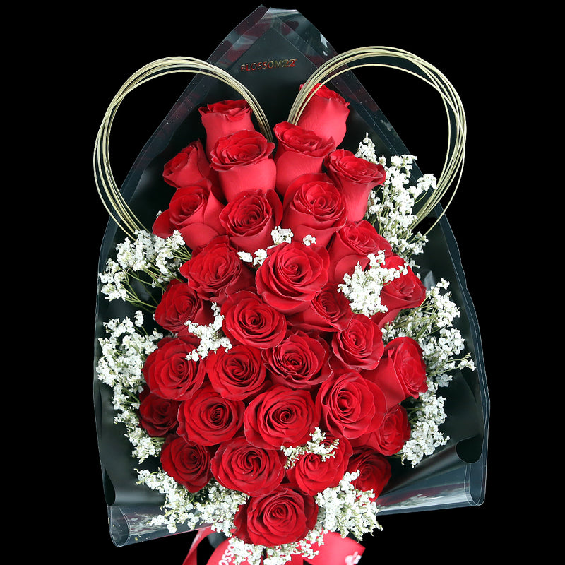 29枝 紅玫瑰花束 ｜29 Red Roses Bouquet (Red in Black）