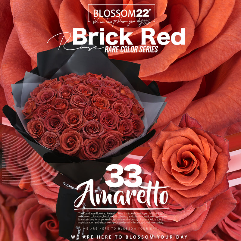 33枝 磚紅玫瑰花束｜33 Brick Red Rose Bouquet（33 Amaretto)