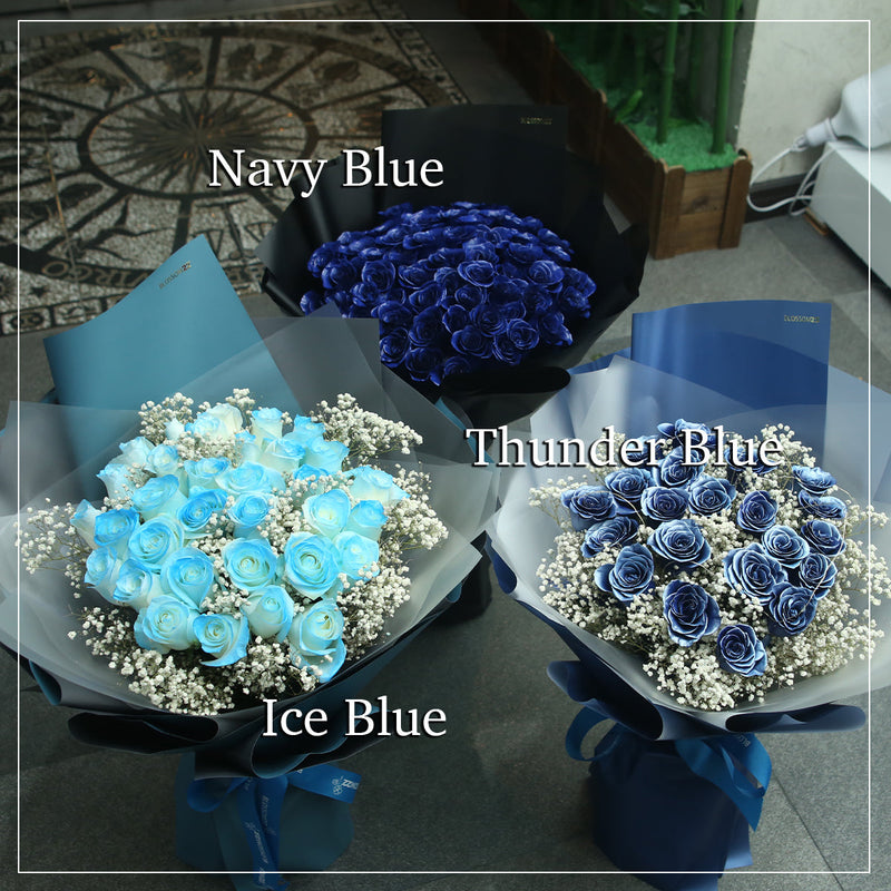 33枝 冰藍玫瑰花束｜33 Ice Blue Dyeing Roses Bouquet（520花束)