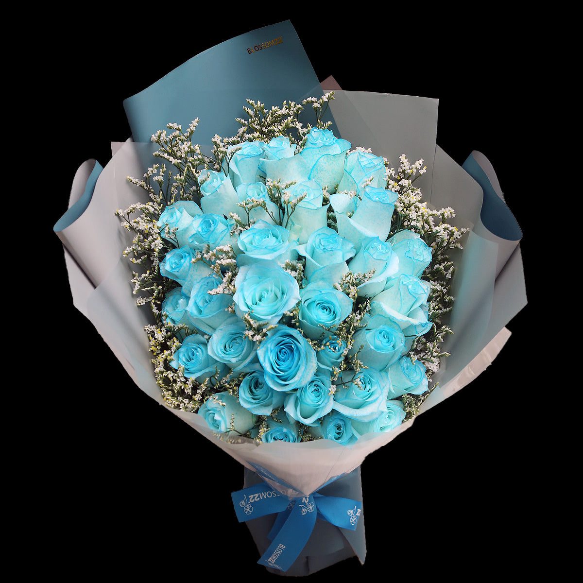 33枝 冰藍玫瑰花束｜33 Ice Blue Dyeing Roses Bouquet