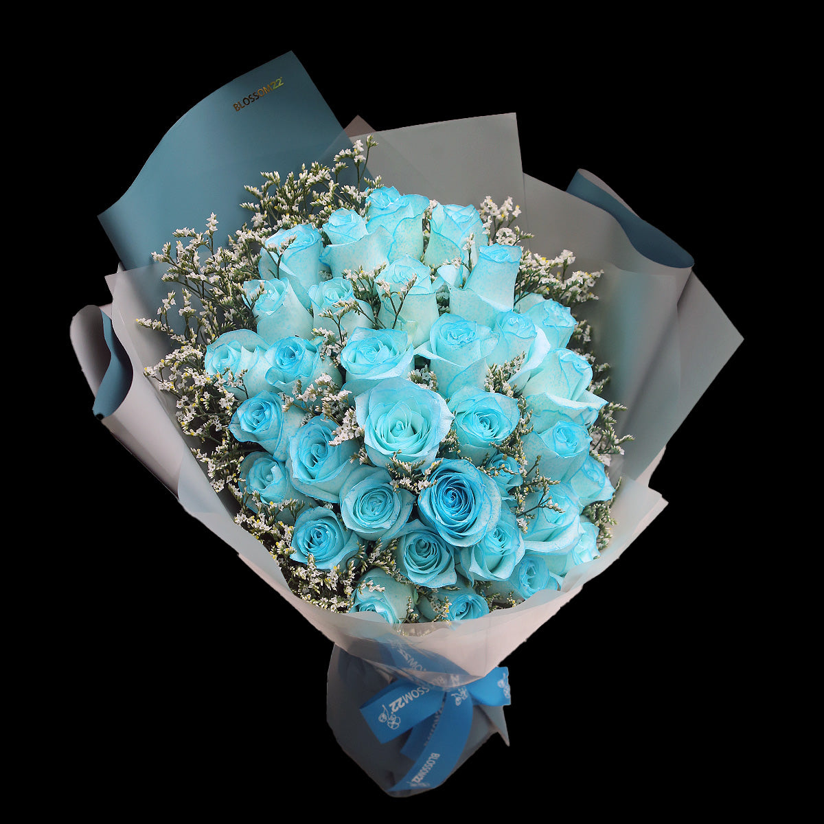 33枝 冰藍玫瑰花束｜33 Ice Blue Dyeing Roses Bouquet