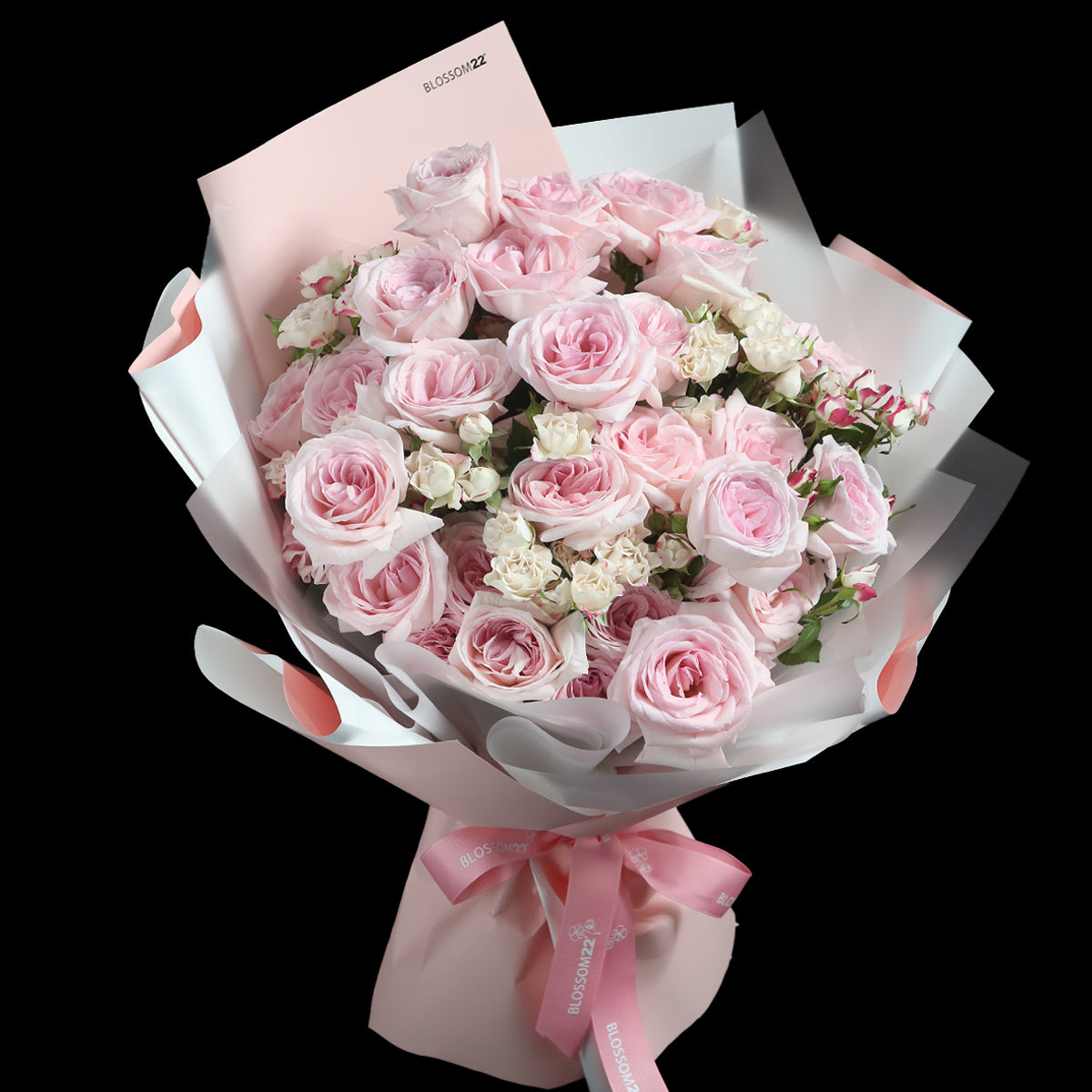 33枝 淺粉及多頭玫瑰花束｜33 Light Pink & Mini Pink Roses Bouquet (Pink O'Hara)