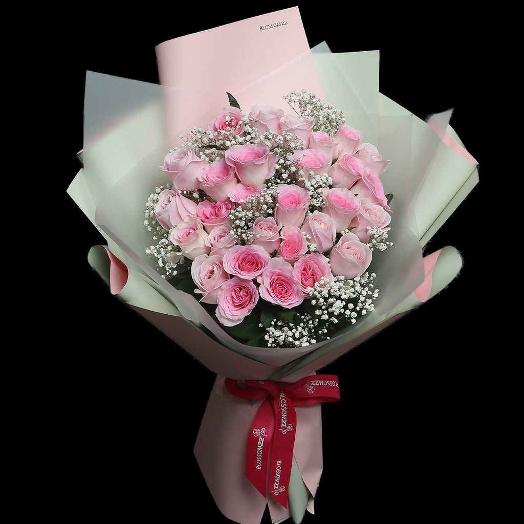 33枝 混色粉玫瑰花束｜33 Mixed Pink Roses Bouquet (Princess)