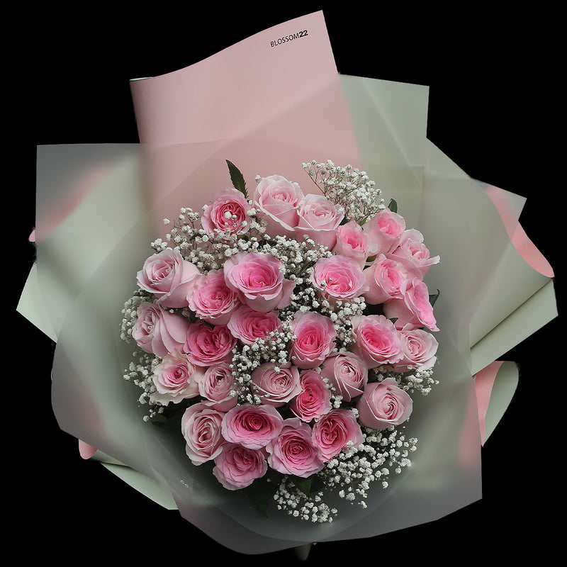 33枝 混色粉玫瑰花束｜33 Mixed Pink Roses Bouquet (Princess)