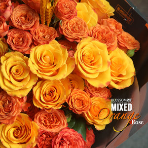 橙色混合玫瑰花束｜Mixed Orange Roses Bouquet (Wheat 稻香)