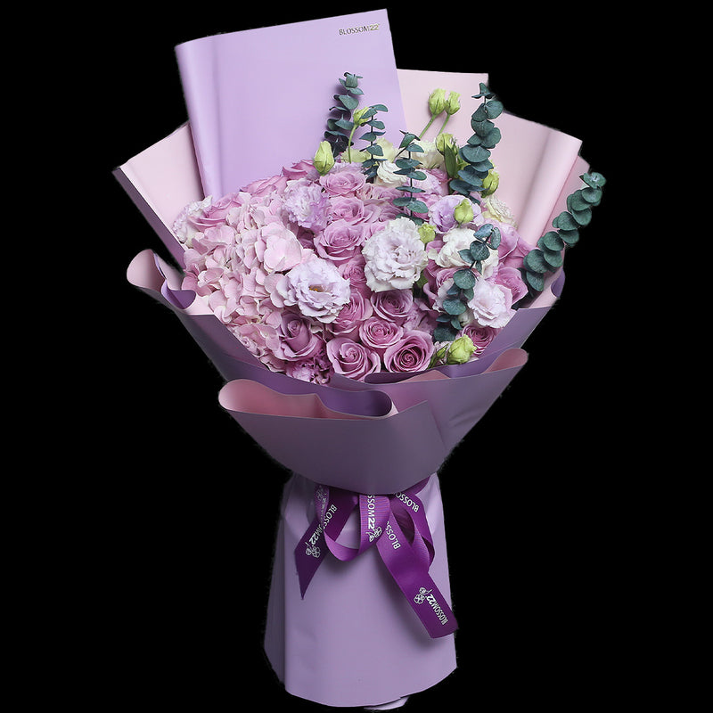 33枝 紫玫瑰及繡球花束｜33 Purple Roses & Hydrangea Bouquet