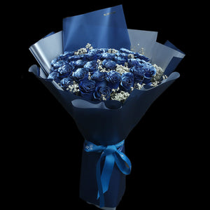33枝 電藍玫瑰花束｜33 Thunder Blue Dyeing Roses Bouquet（情人節花束）