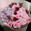 33枝 混色粉玫瑰及繡球花束｜33 Mixed Pink Roses & Hydrangea Bouquet (Pastel)