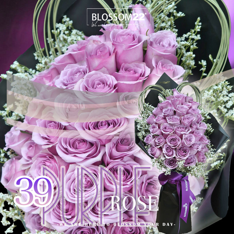 39枝 紫玫瑰花束｜39 Purple Roses bouquet (Slim Wrap）