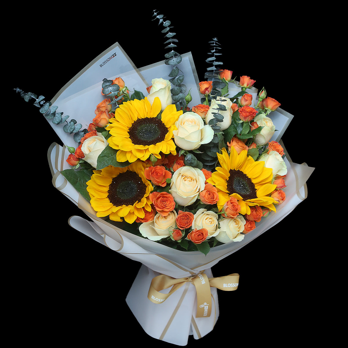 3 太陽花香檳玫瑰小玫瑰花束｜3 Sun Flower mixed rose (Carnival)