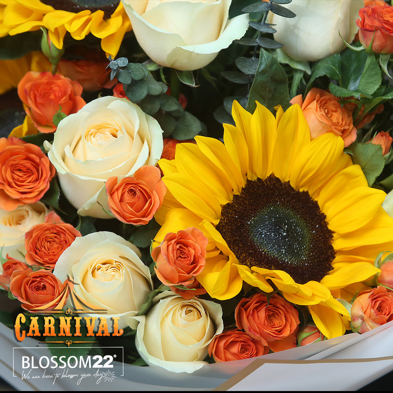 3 太陽花香檳玫瑰小玫瑰花束｜3 Sun Flower mixed rose (Carnival)
