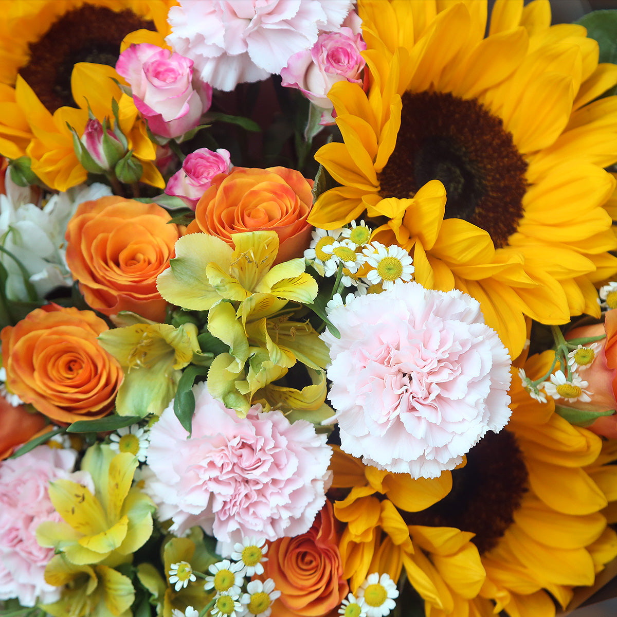3 向日葵玫瑰大丁秘魯百合花束｜3 Sunflower, Rose, Carnation and Lily Bouquet (Summer Vacation)