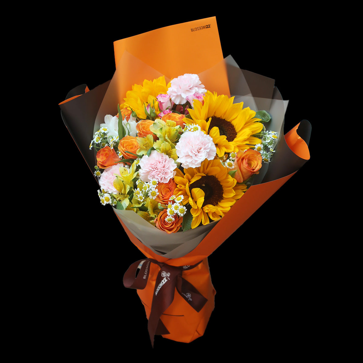 3 向日葵玫瑰大丁秘魯百合花束｜3 Sunflower, Rose, Carnation and Lily Bouquet (Summer Vacation)