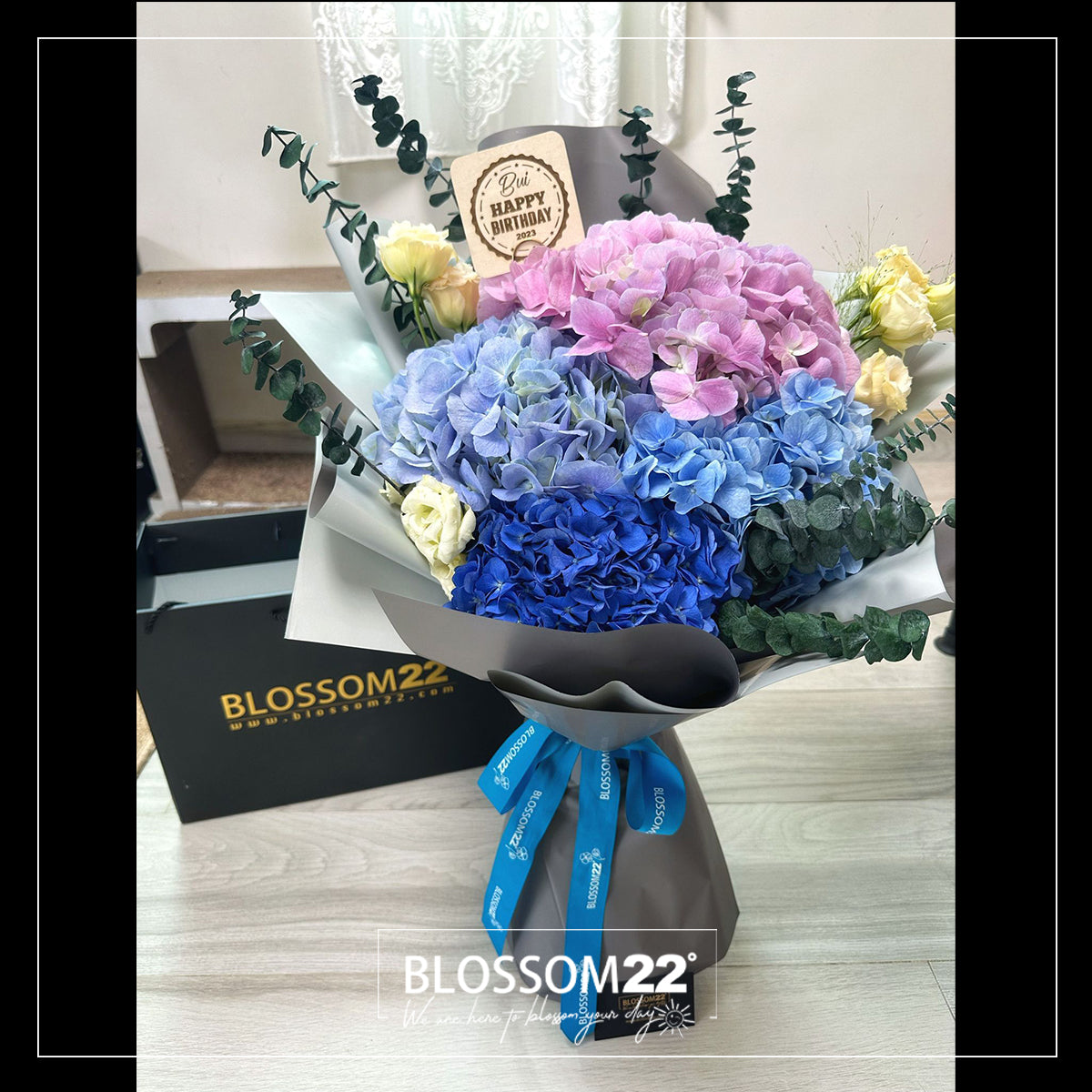 桔梗 4 繡球洋桔梗花束｜4 Hydrangea Eustoma Bouquet – Blossom22°