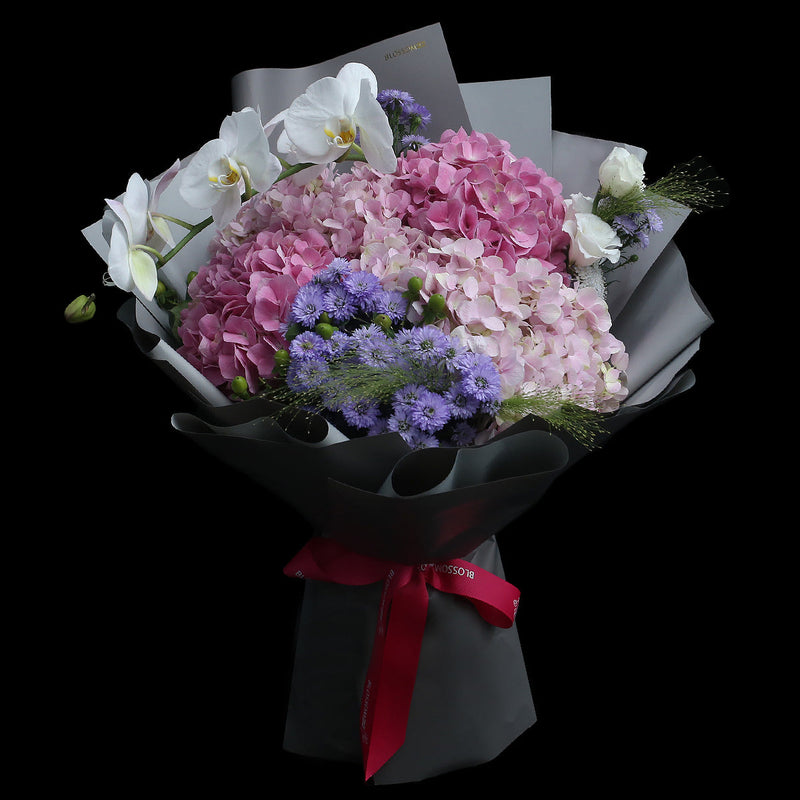 4 粉繡球蝴蝶蘭花束｜4 Pink Hydrangea & Orchid (Pink Morpho ) 花束 bouquet 鮮花束 Blossom22°