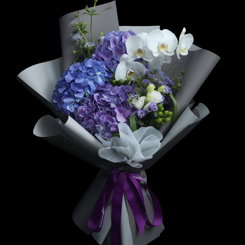 4 紫繡球蝴蝶蘭花束｜4 Purple Hydrangea & Orchid（情人節花束）