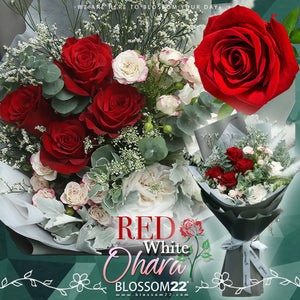 紅玫瑰庭園白玫瑰及小玫瑰花束｜Red & White Garden Rose freshBouquet