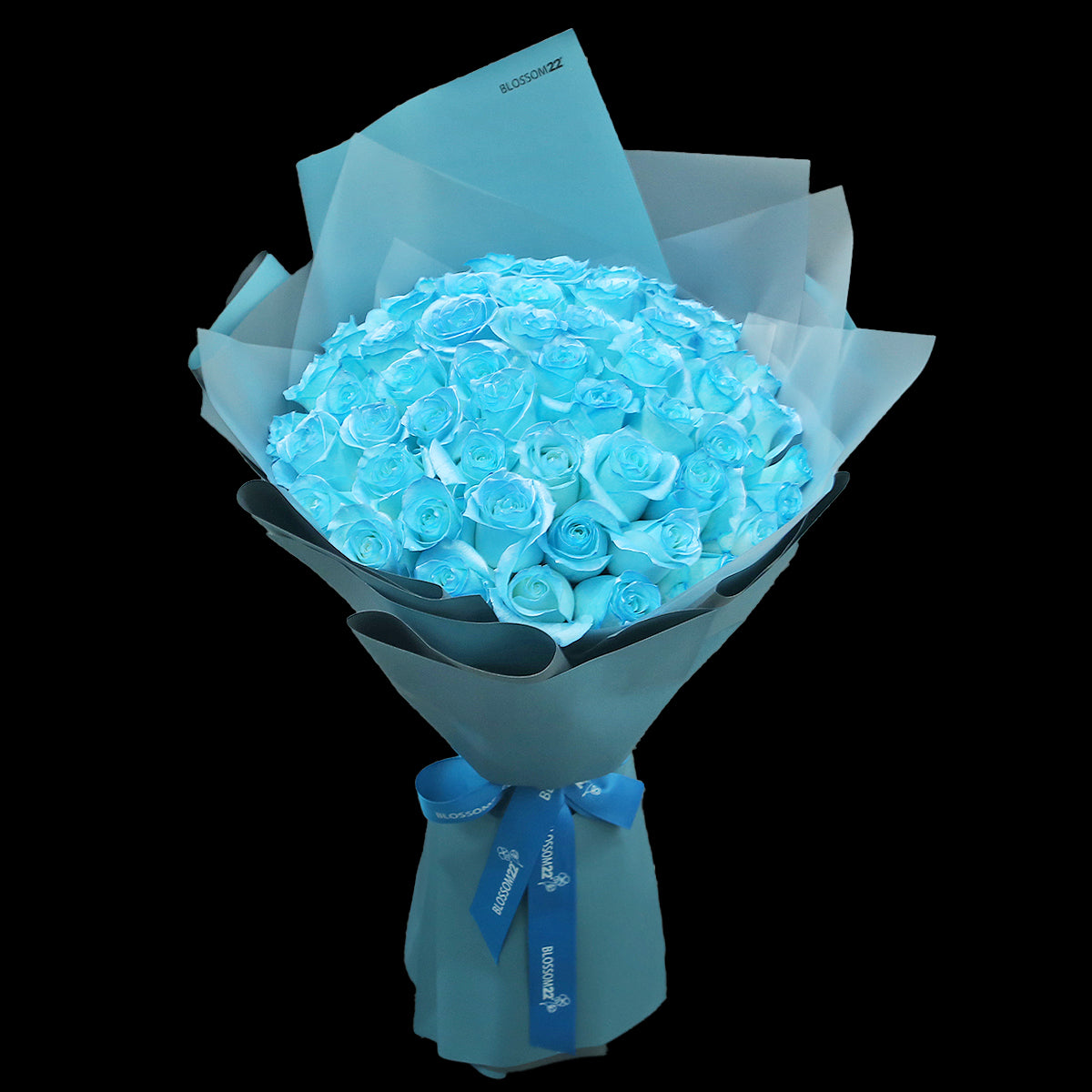 52枝 冰藍玫瑰花束｜52 Ice Blue Dyeing Rose bouquet