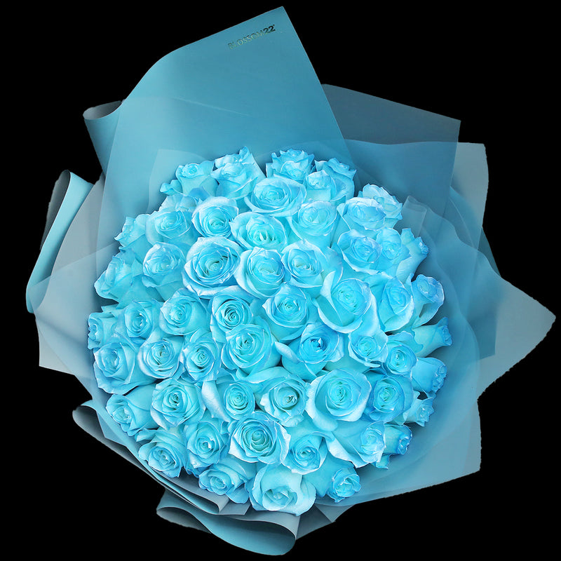 52枝 冰藍玫瑰花束｜52 Ice Blue Dyeing Rose bouquet