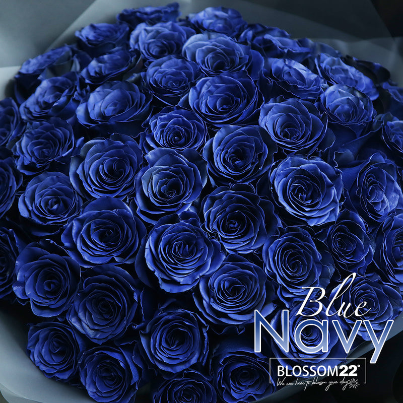 52枝 貴族藍玫瑰求婚花束｜52 Navy Blue Dyeing Roses Bouquet