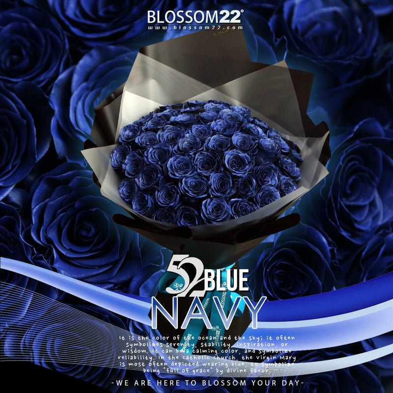 52枝 貴族藍玫瑰求婚花束｜52 Navy Blue Dyeing Roses Bouquet