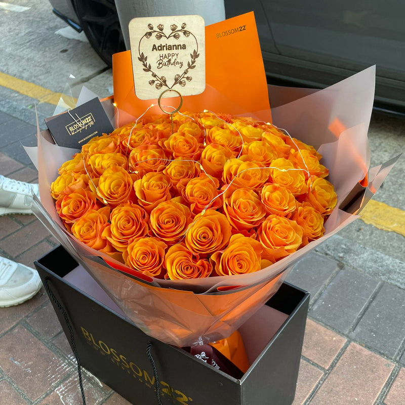 52枝 橙玫瑰求婚花束｜52 Orange Roses Bouquet