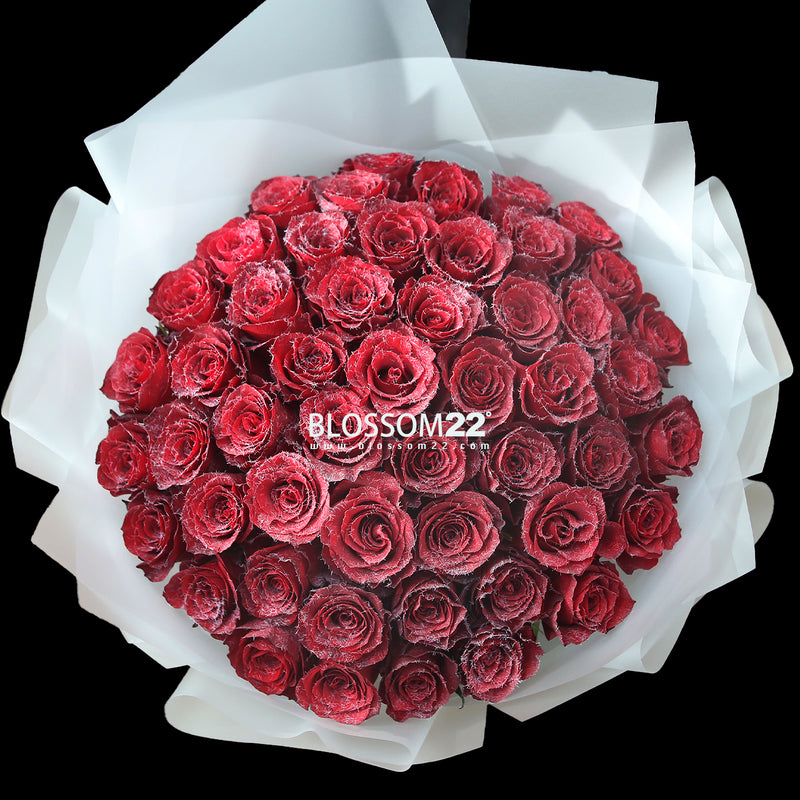 52枝 冰絨紅玫瑰求婚花束｜52 Frozen Red Roses Bouquet