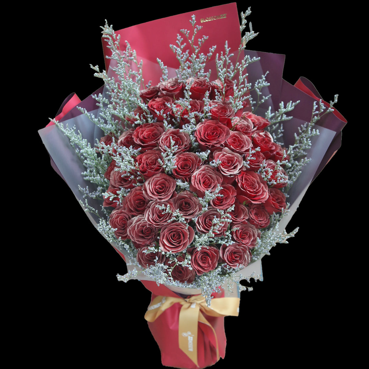 52枝 金粉紅玫瑰求婚花束｜52 Red Golden Highlight Roses (52 Red Gold)