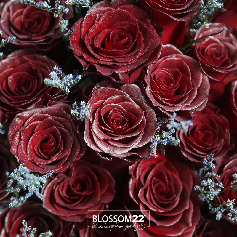 52枝 金粉紅玫瑰求婚花束｜52 Red Golden Highlight Roses (52 Red Gold)